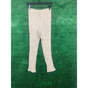 R&M Richards Petite Women's 8P Beige Dress Pants Striped Pull Up Style 4830